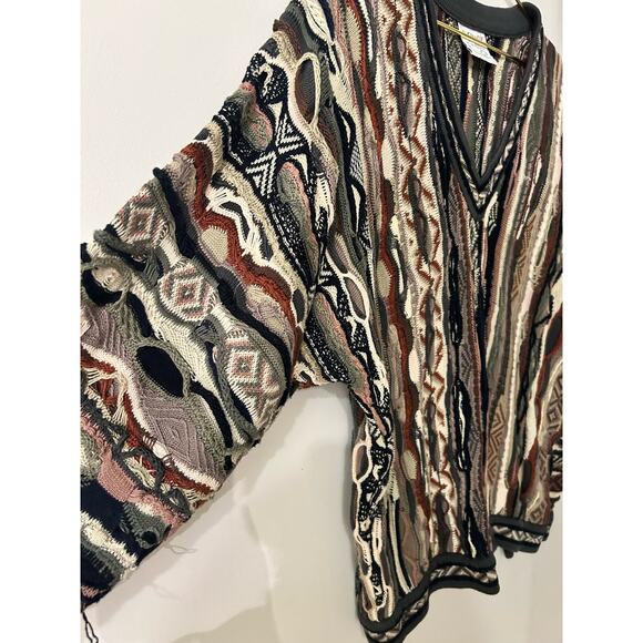 Vtg COOGI Australia 90’s v-neck sweater biggie authentic Medium knit navy multi - Picture 6 of 10